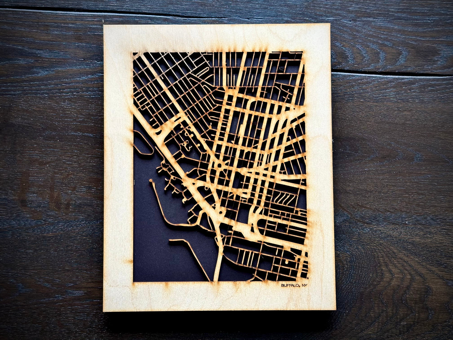 Buffalo, NY City Street Map | Modern Wood Wall Art in a Minimalist design. 2 sizes