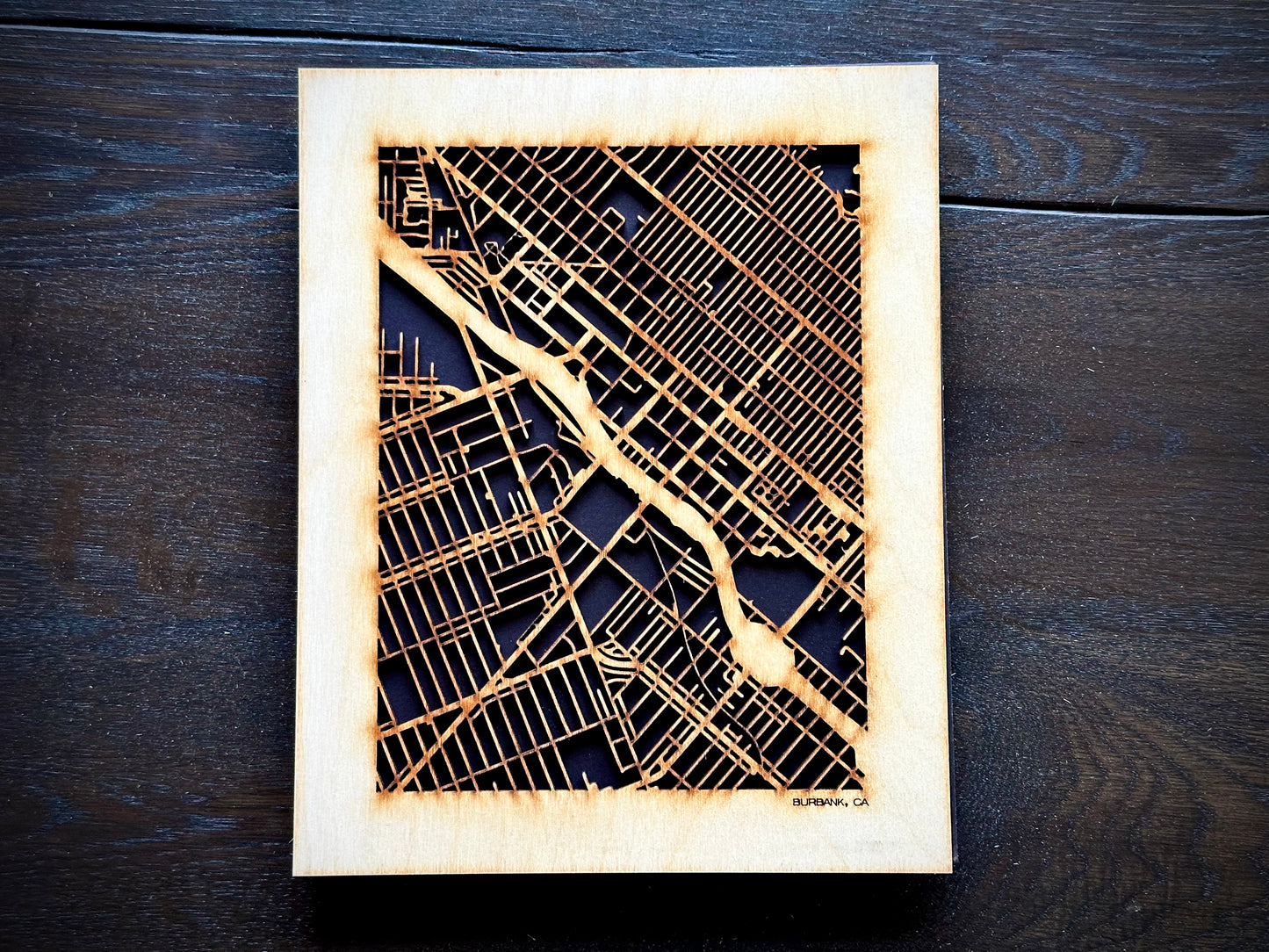 Burbank, CA City Street Map | Modern Wood Wall Art in a Minimalist design. 2 sizes