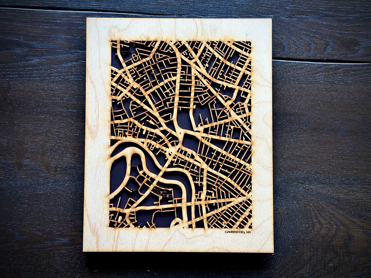 Cambridge, MA City Street Map | Modern Wood Wall Art in a Minimalist design. 2 sizes