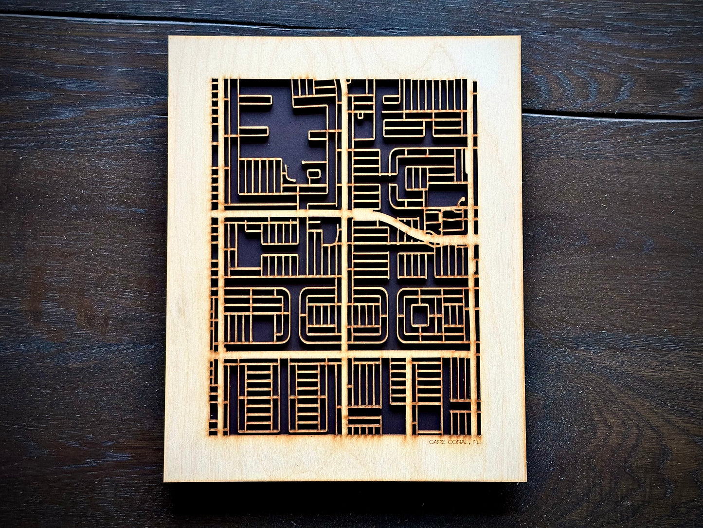 Cape Coral, FL City Street Map | Modern Wood Wall Art in a Minimalist design. 2 sizes
