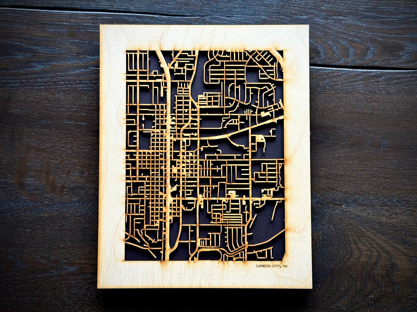 Carson City, NV City Street Map | Modern Wood Wall Art in a Minimalist design. 2 sizes