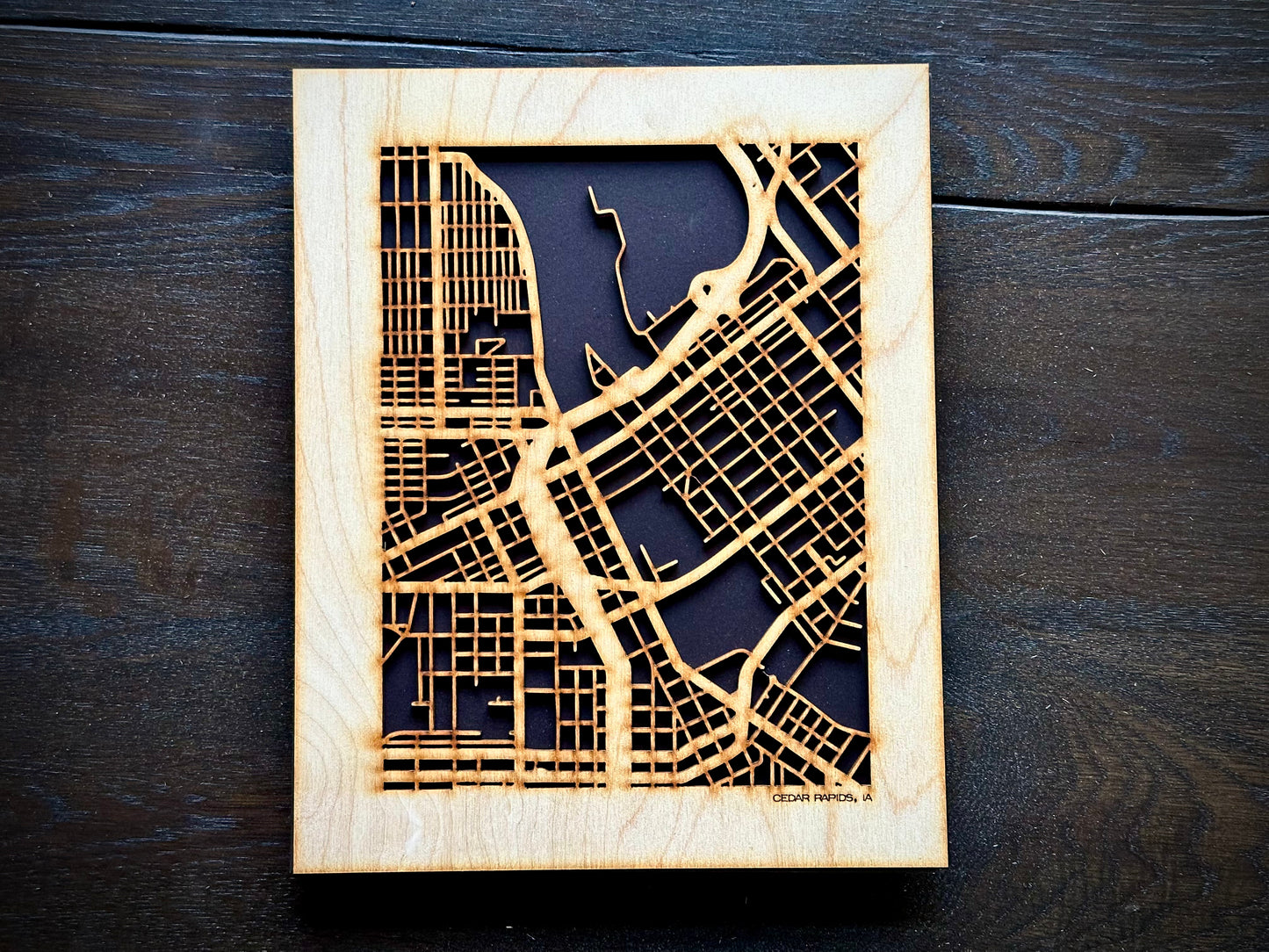 Cedar Rapids, IA City Street Map | Modern Wood Wall Art in a Minimalist design. 2 sizes