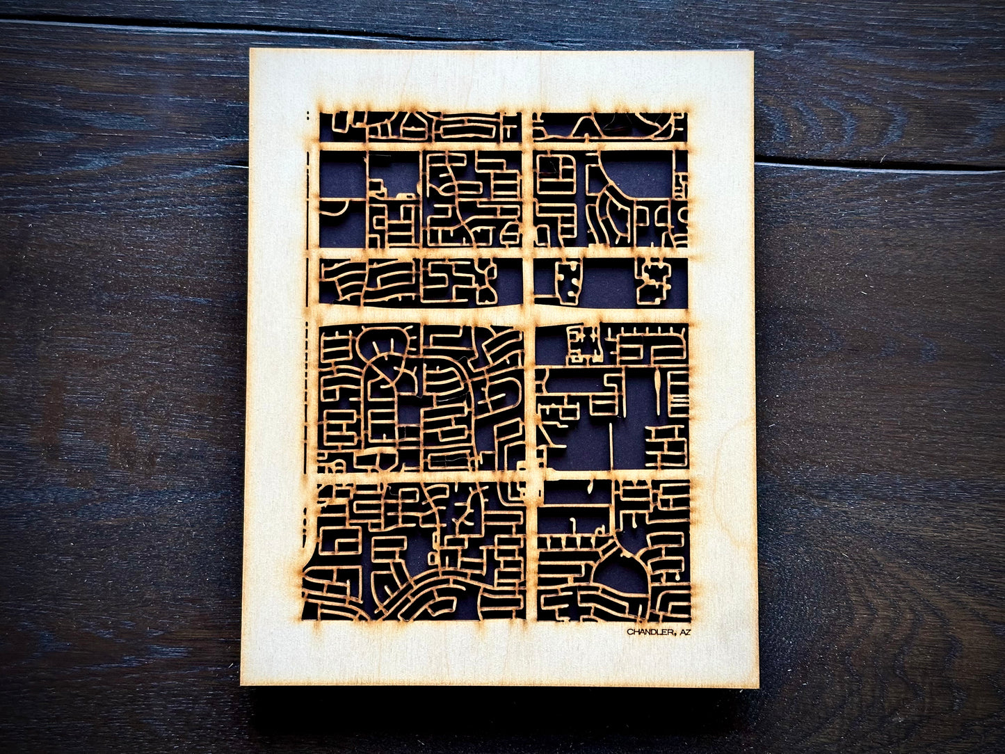 Chandler, AZ City Street Map | Modern Wood Wall Art in a Minimalist design. 2 sizes