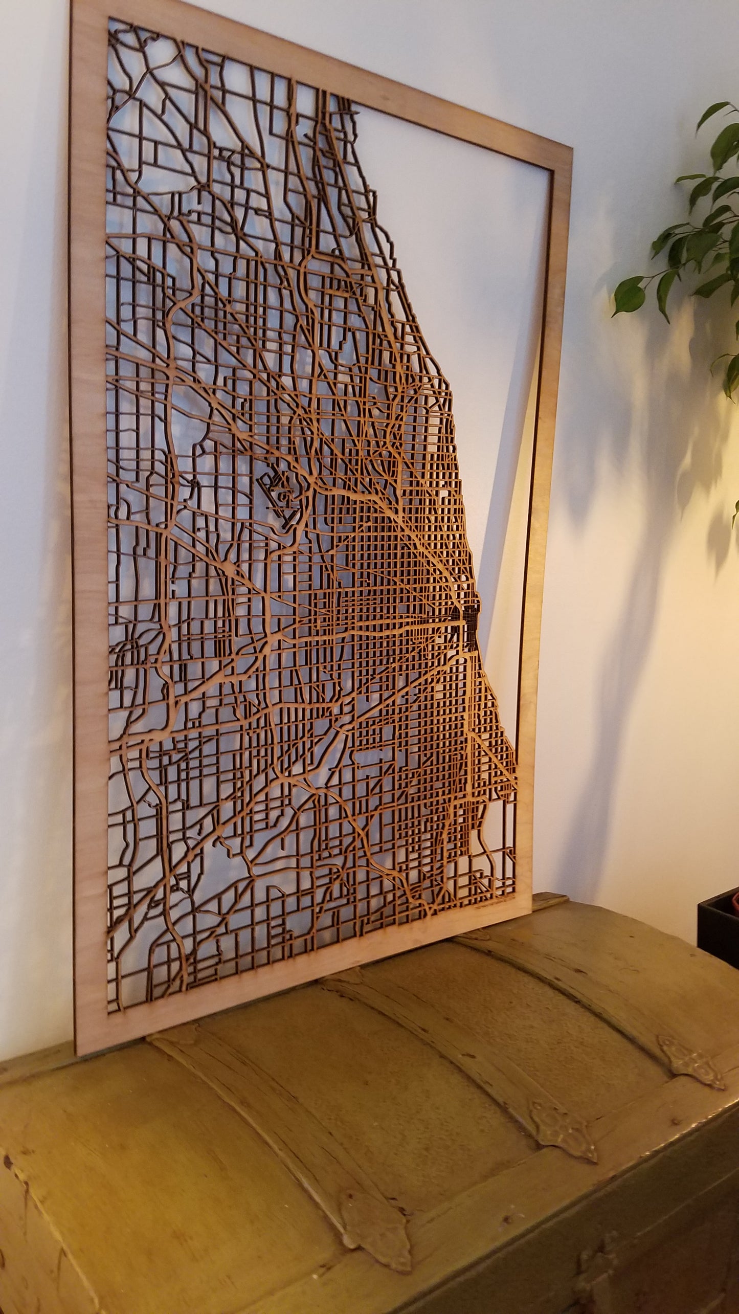 Chicago, IL City Street Map | Modern Wood Wall Art in a Minimalist design. 3 sizes