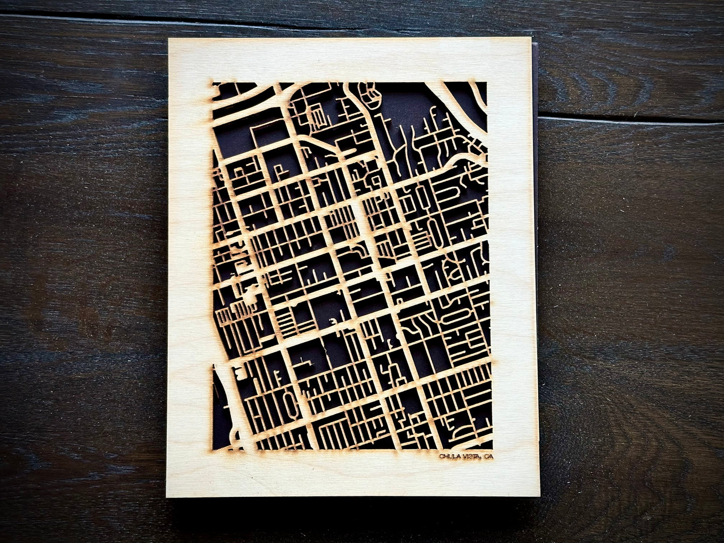 Chula Vista, CA City Street Map | Modern Wood Wall Art in a Minimalist design. 2 sizes