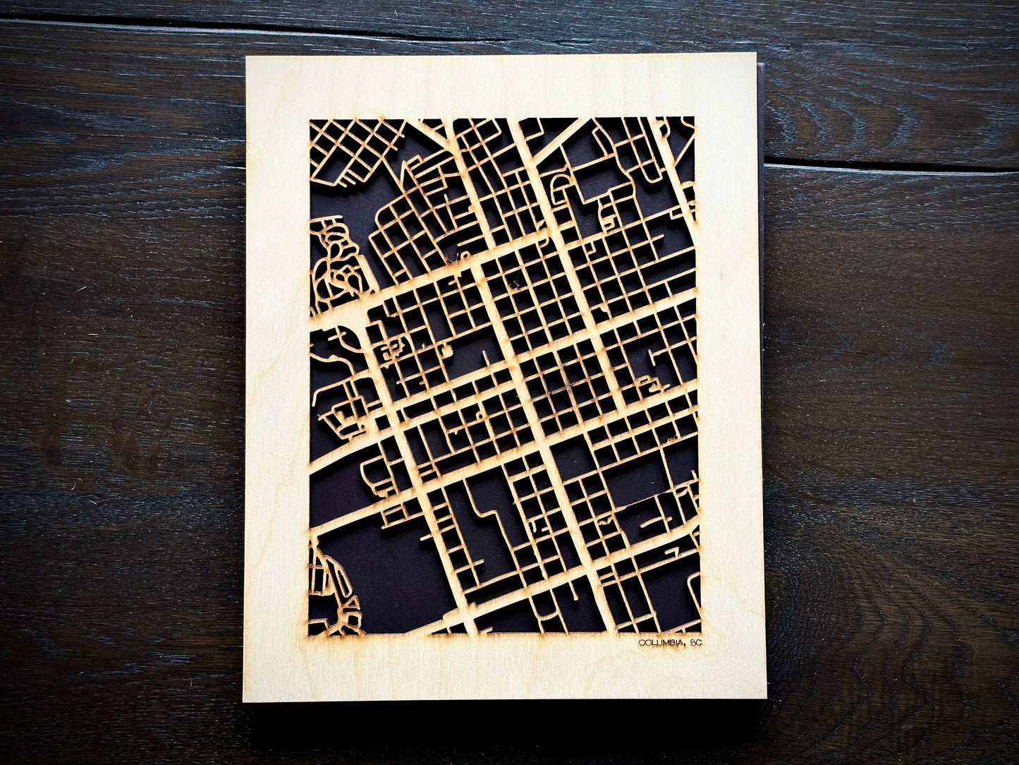 Columbia, SC City Street Map | Modern Wood Wall Art in a Minimalist design. 2 sizes