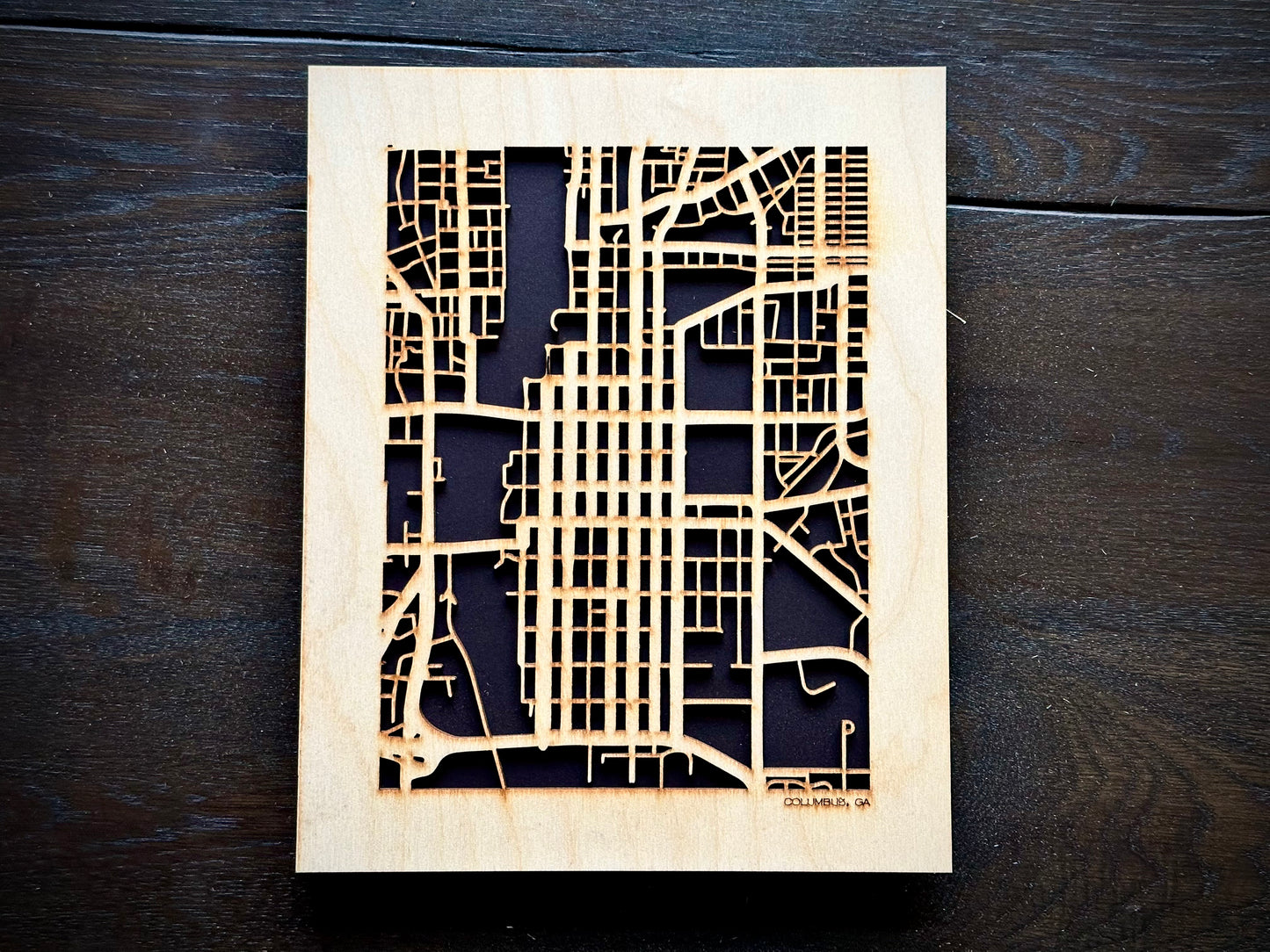 Columbus, GA City Street Map | Modern Wood Wall Art in a Minimalist design. 2 sizes