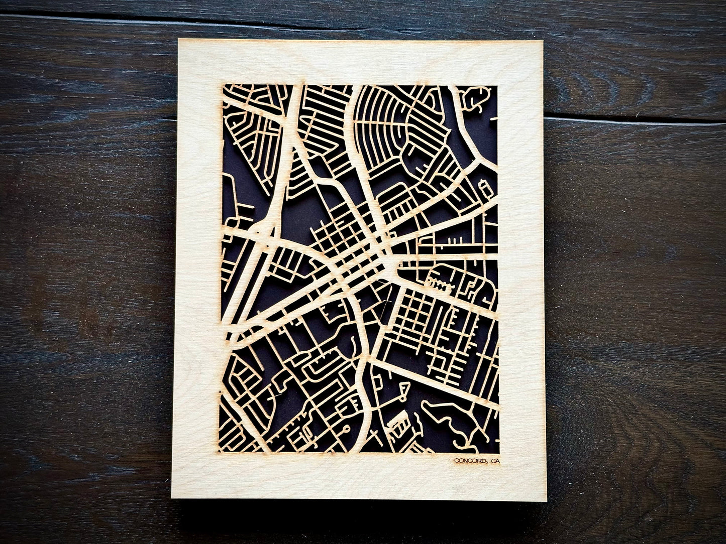 Concord, CA City Street Map | Modern Wood Wall Art in a Minimalist design. 2 sizes