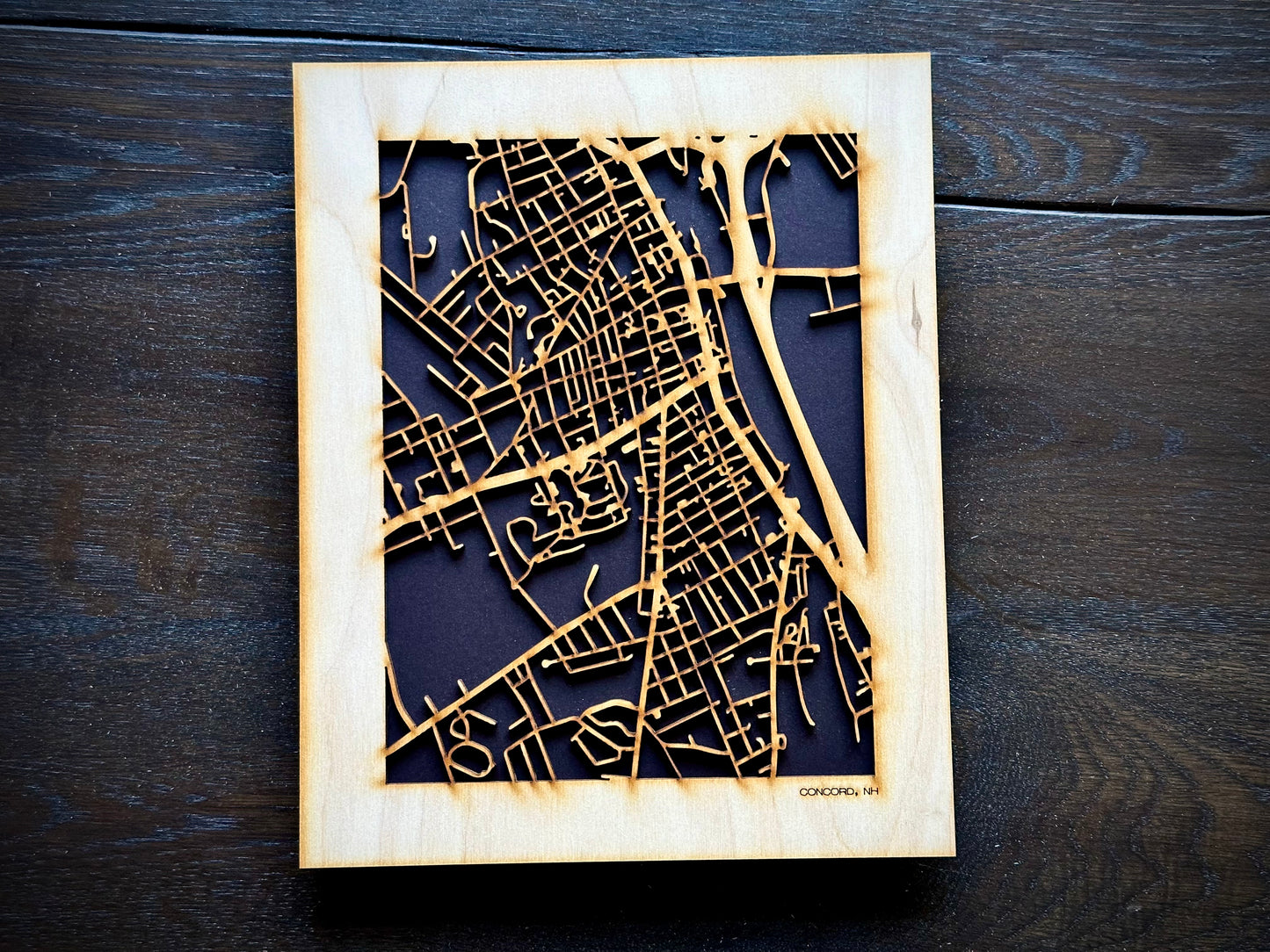 Concord, NH City Street Map | Modern Wood Wall Art in a Minimalist design. 2 sizes