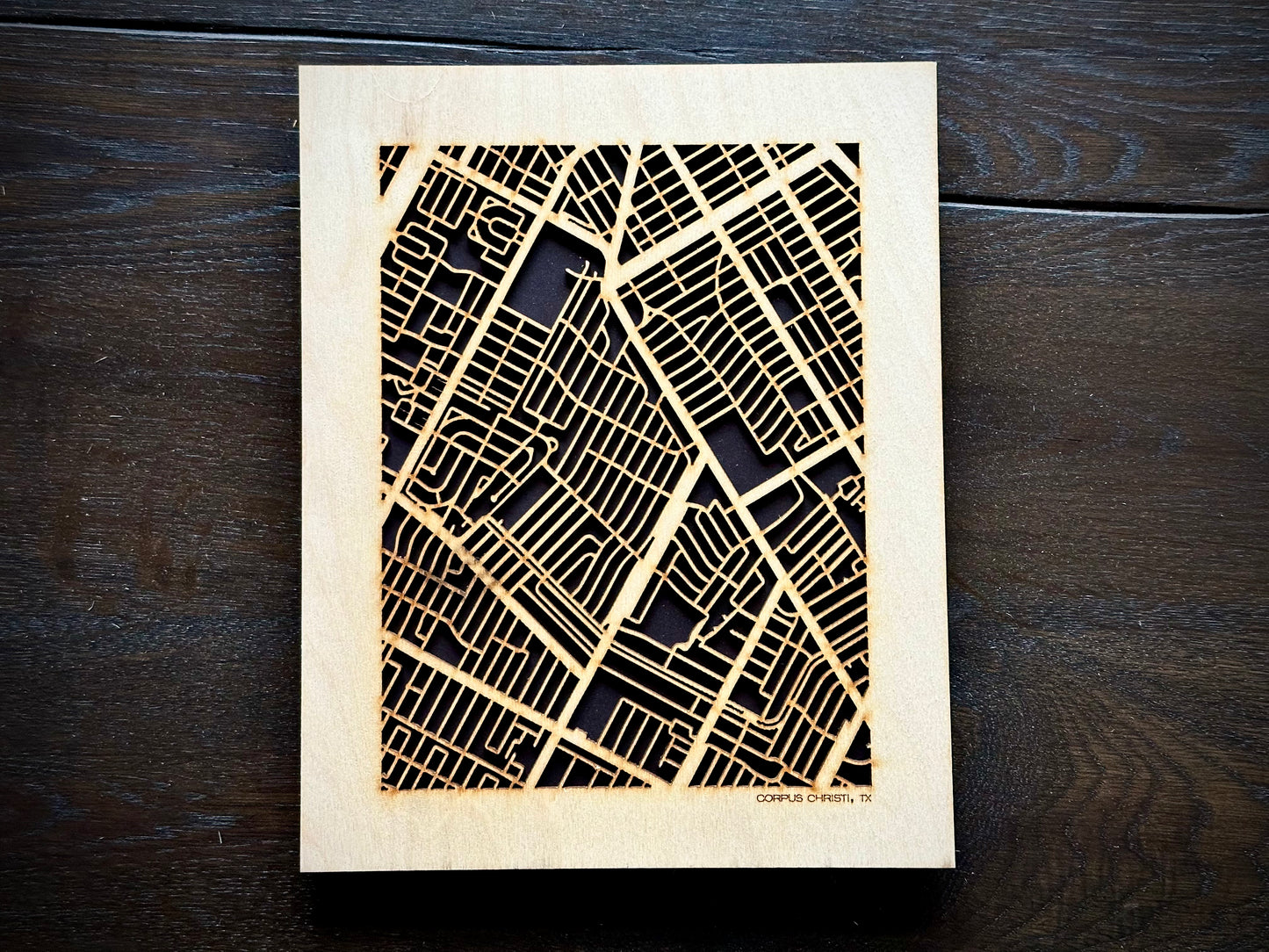 Corpus Christi, TX City Street Map | Modern Wood Wall Art in a Minimalist design. 2 sizes