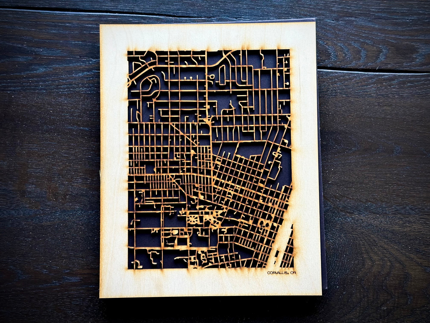 Corvallis, OR City Street Map | Modern Wood Wall Art in a Minimalist design. 2 sizes