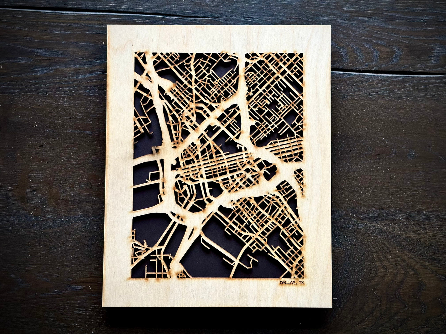 Dallas, TX City Street Map | Modern Wood Wall Art in a Minimalist design. 3 sizes