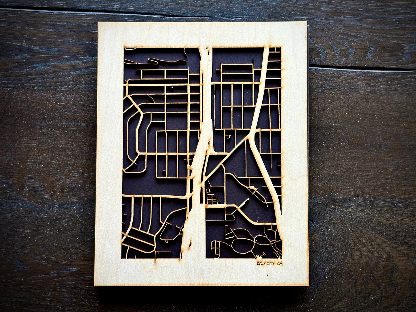 Daly City, CA City Street Map | Modern Wood Wall Art in a Minimalist design. 2 sizes