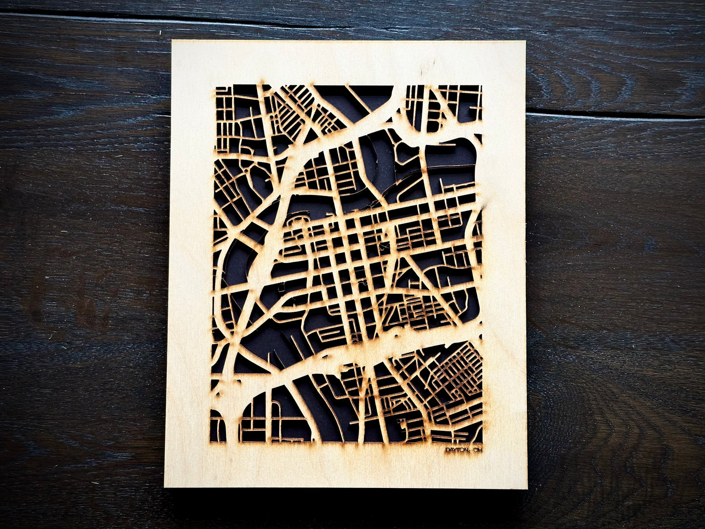 Dayton, OH City Street Map | Modern Wood Wall Art in a Minimalist design. 2 sizes