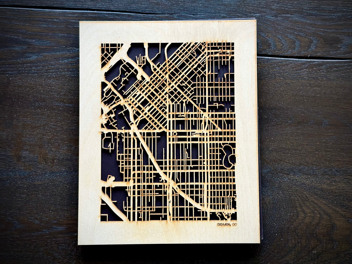 Denver, CO City Street Map | Modern Wood Wall Art in a Minimalist design. 3 sizes