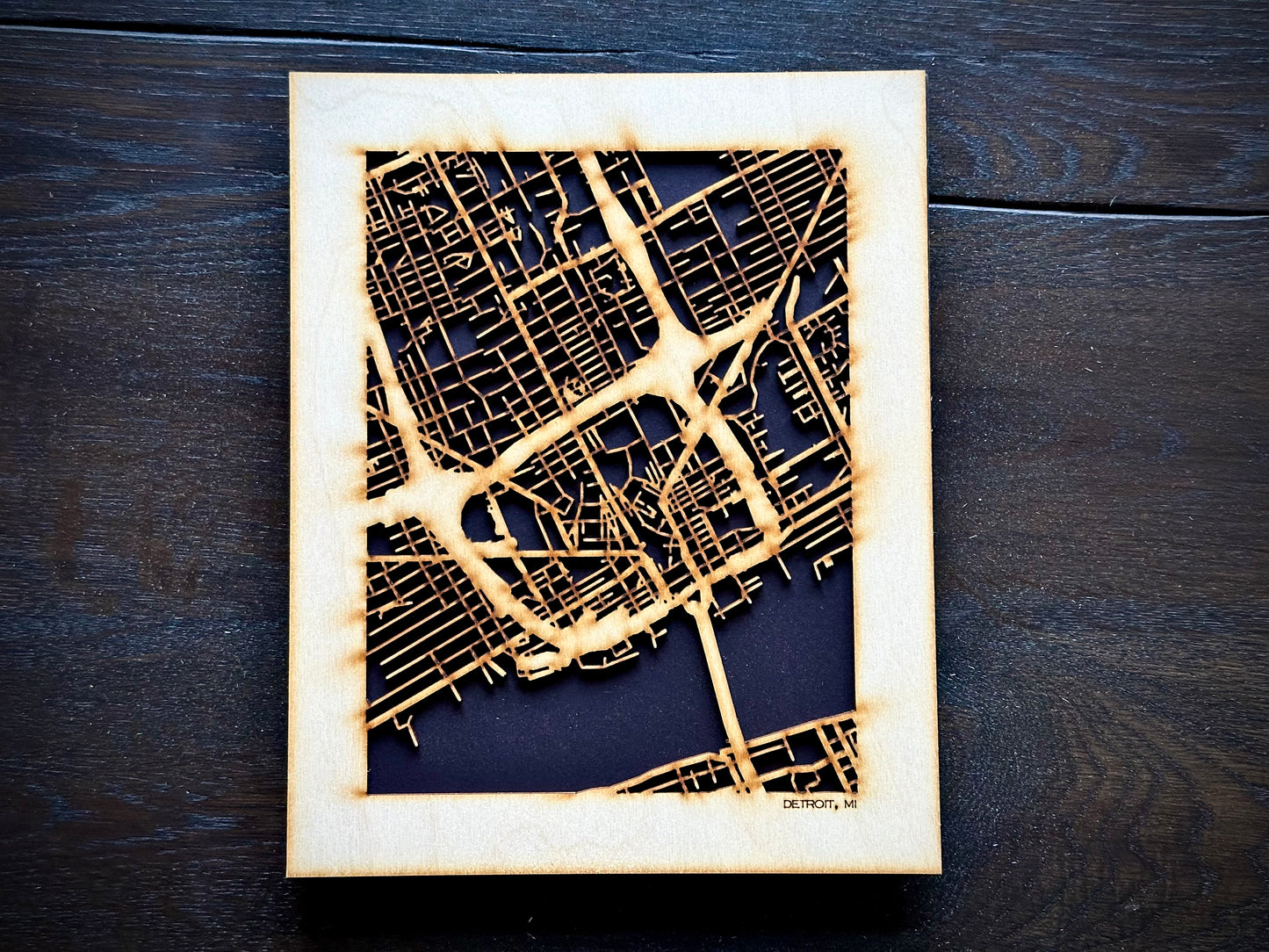 Detroit, MI City Street Map | Modern Wood Wall Art in a Minimalist design. 3 sizes