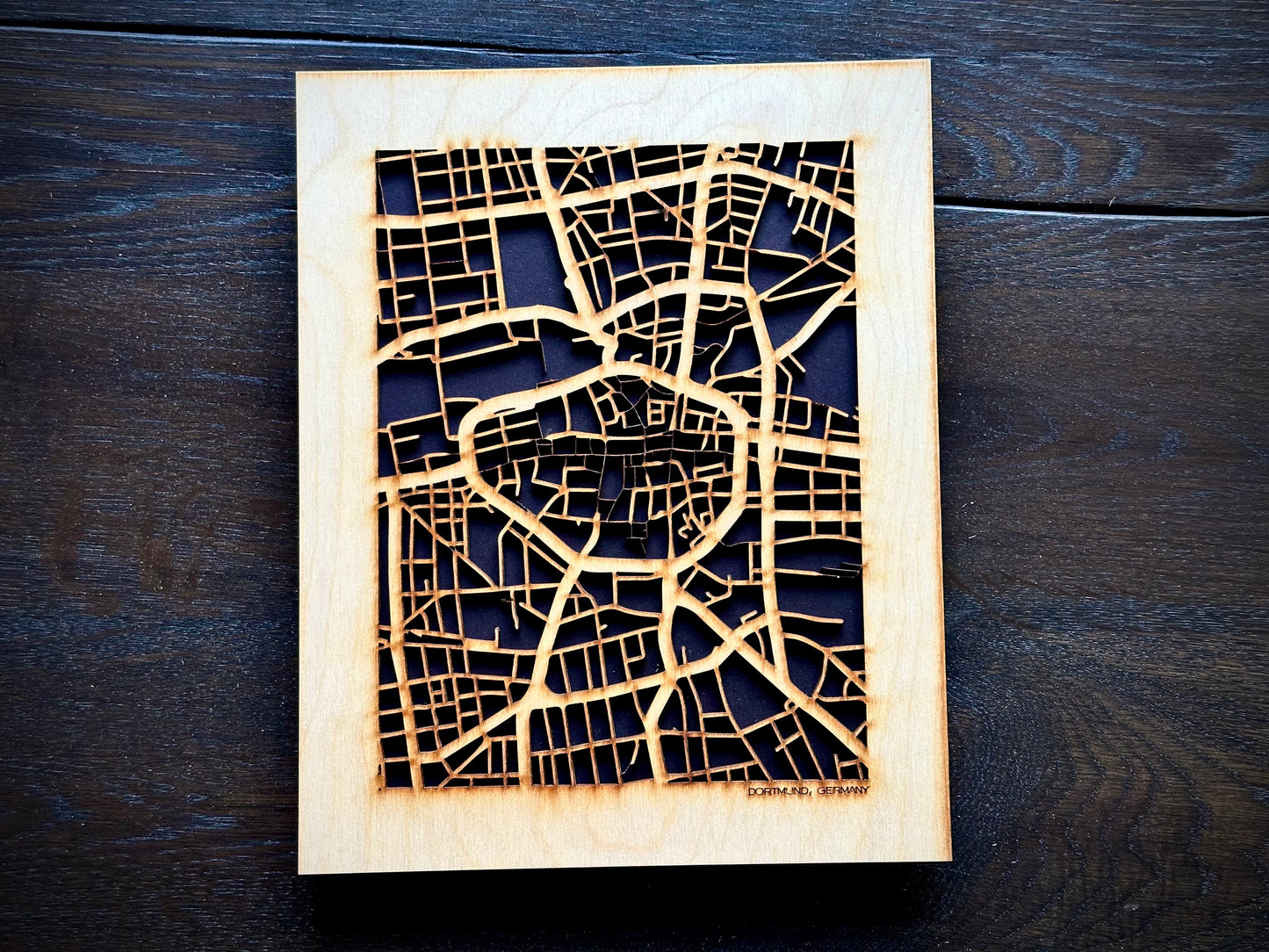 Dortmund, Germany City Street Map | Modern Wood Wall Art in a Minimalist design. 2 sizes