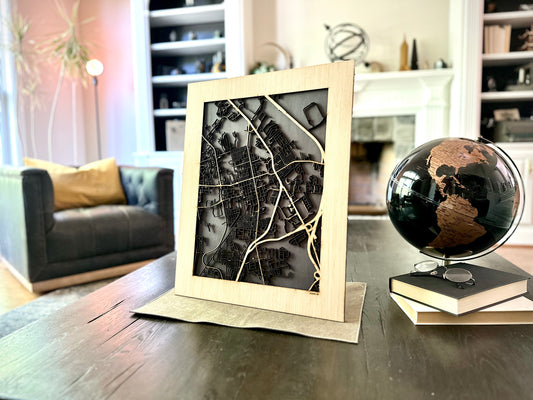 Dover, DE City Street Map | Modern Wood Wall Art in a Minimalist design. 2 sizes