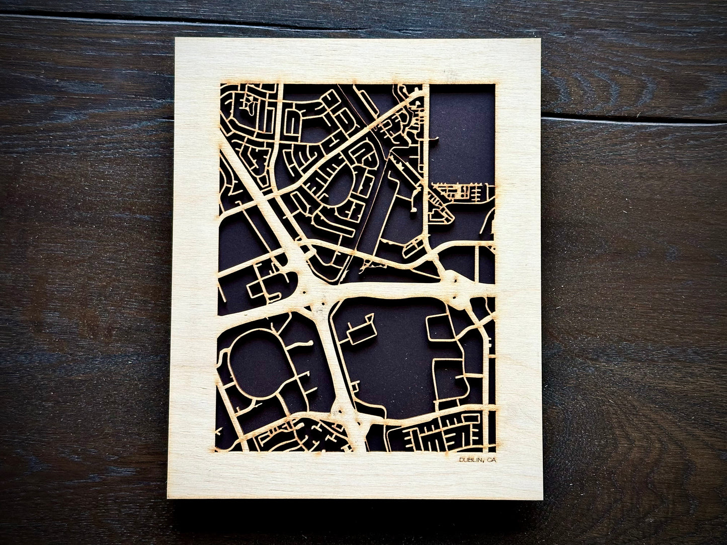 Dublin, CA City Street Map | Modern Wood Wall Art in a Minimalist design. 2 sizes