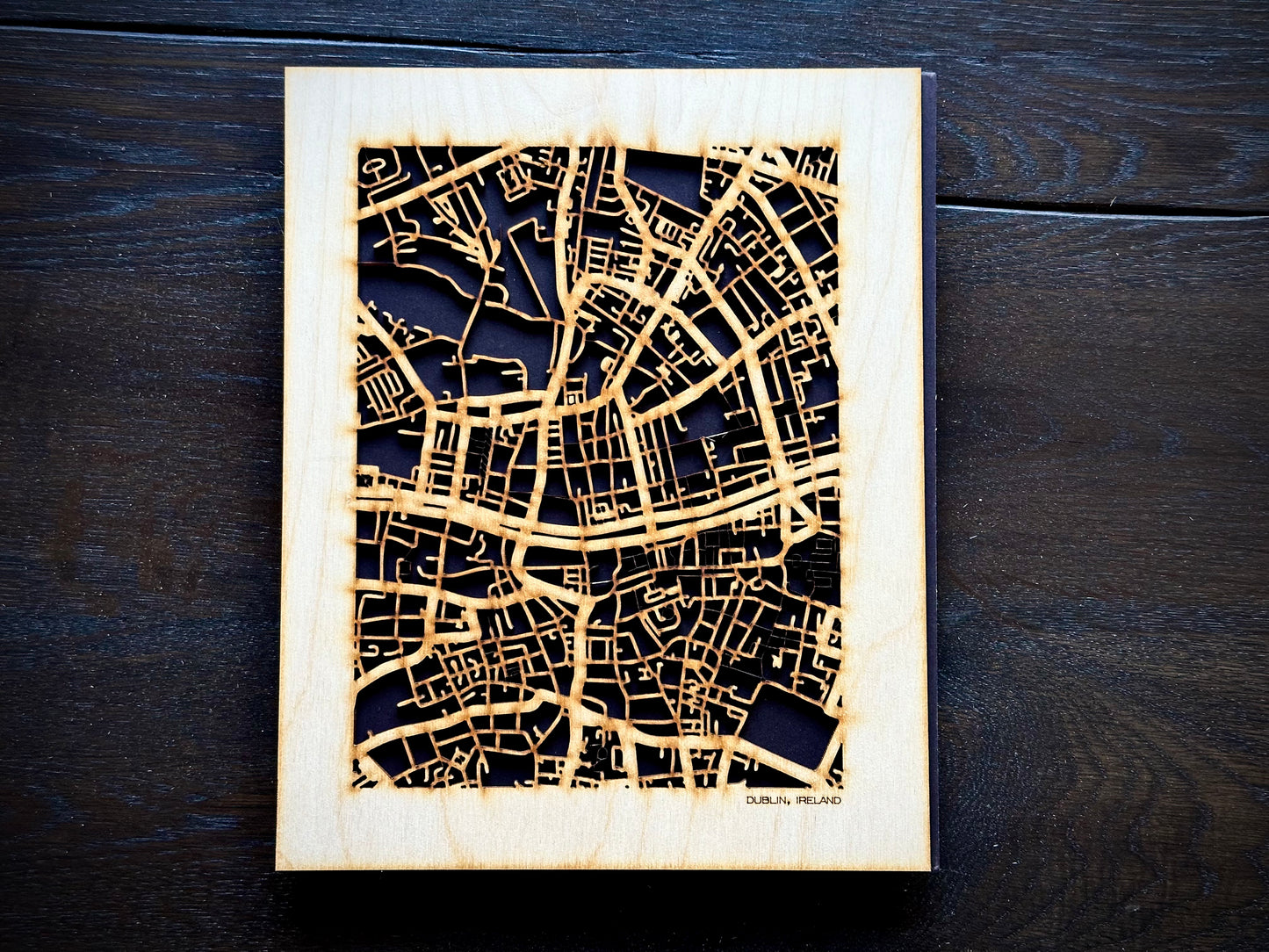 Dublin, Ireland City Street Map | Modern Wood Wall Art in a Minimalist design. 2 sizes