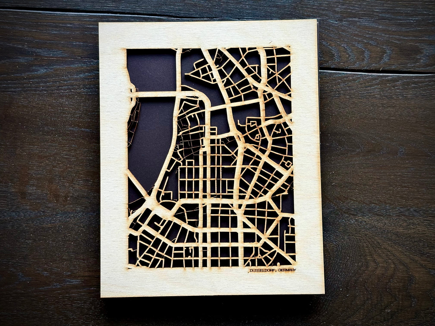 Dusseldorf, Germany City Street Map | Modern Wood Wall Art in a Minimalist design. 2 sizes