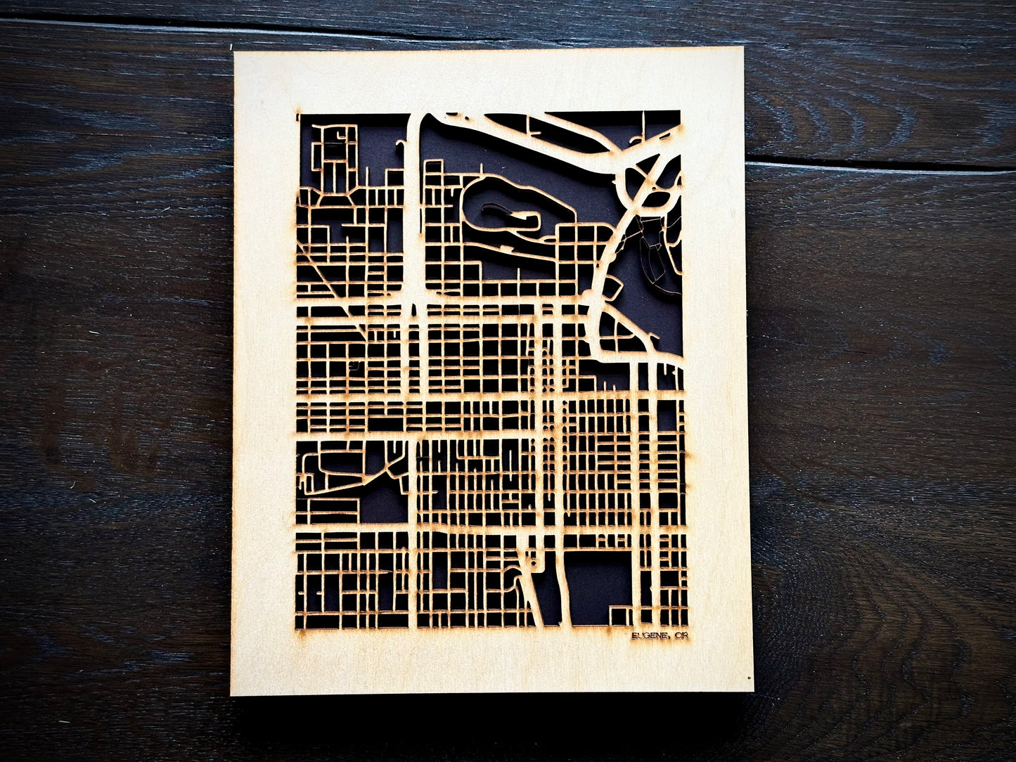 Eugene, OR City Street Map | Modern Wood Wall Art in a Minimalist design. 2 sizes