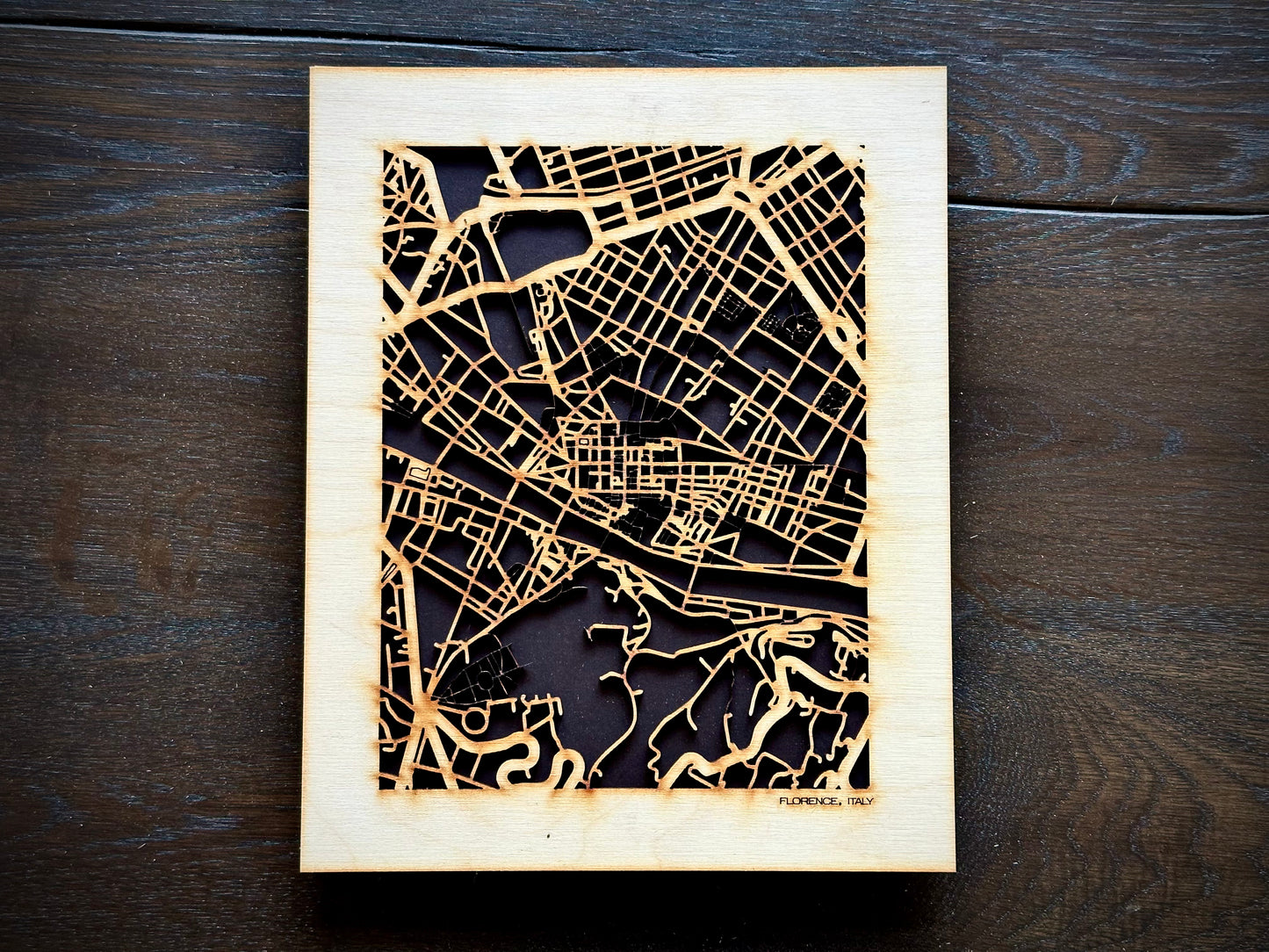 Florence, Italy City Street Map | Modern Wood Wall Art in a Minimalist design. 2 sizes