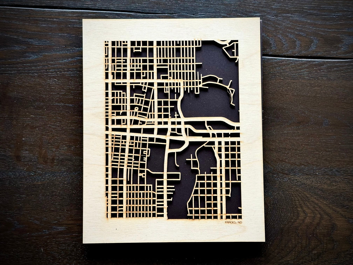 Fargo, ND City Street Map | Modern Wood Wall Art in a Minimalist design. 2 sizes