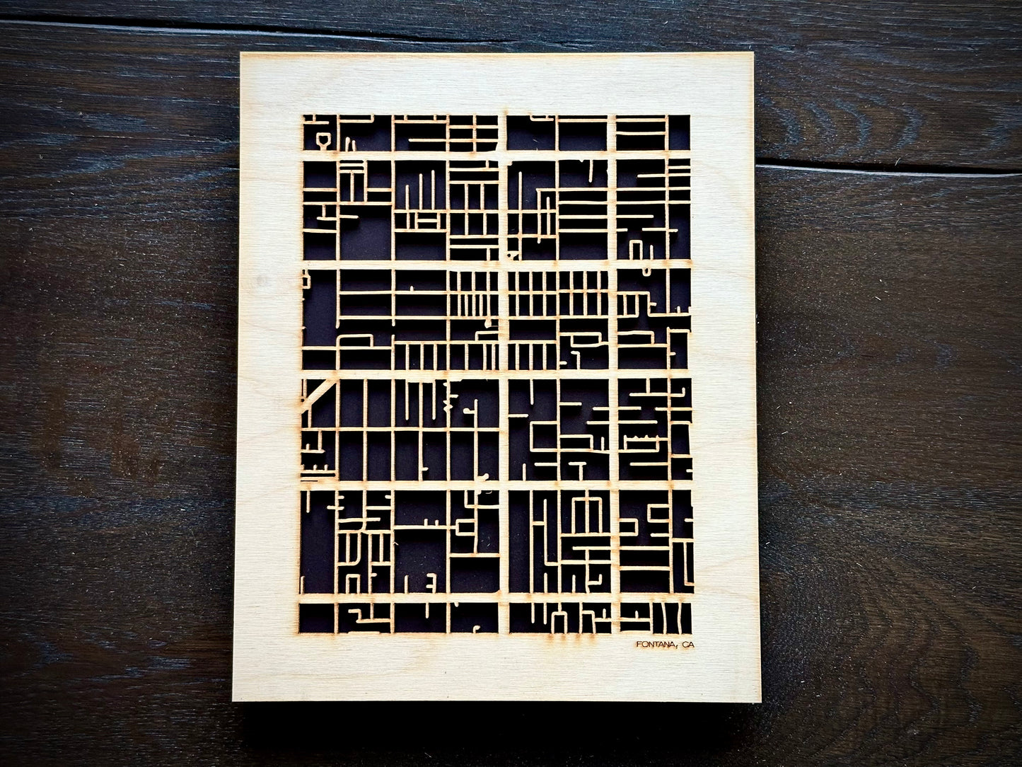 Fontana, CA City Street Map | Modern Wood Wall Art in a Minimalist design. 2 sizes