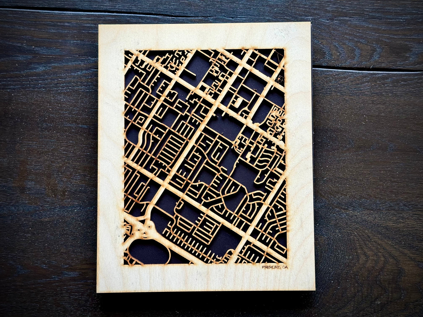 Fremont, CA City Street Map | Modern Wood Wall Art in a Minimalist design. 2 sizes