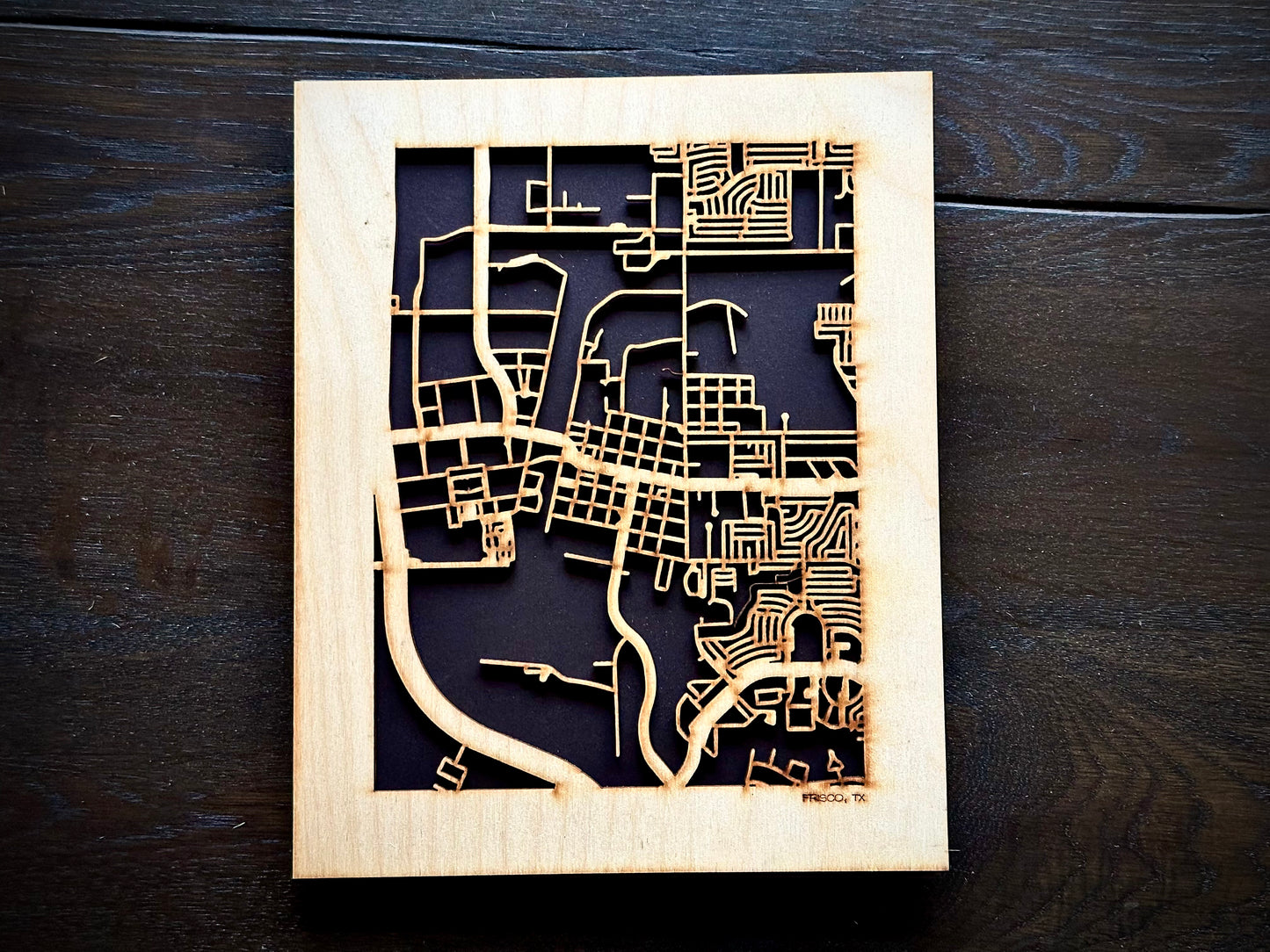 Frisco, TX City Street Map | Modern Wood Wall Art in a Minimalist design. 2 sizes