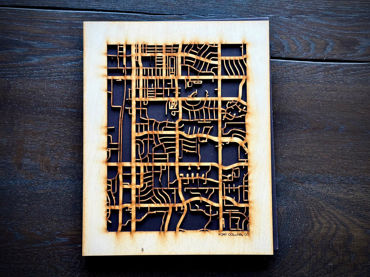 Fort Collins, CO City Street Map | Modern Wood Wall Art in a Minimalist design. 2 sizes