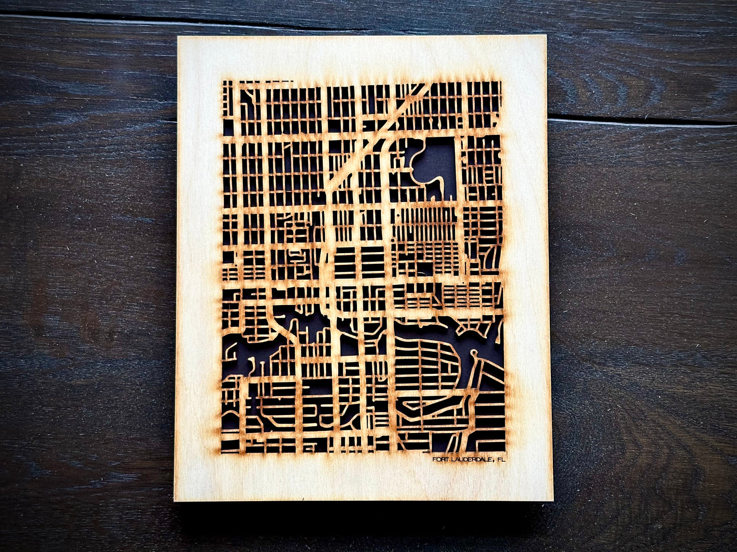 Fort Lauderdale, FL City Street Map | Modern Wood Wall Art in a Minimalist design. 2 sizes