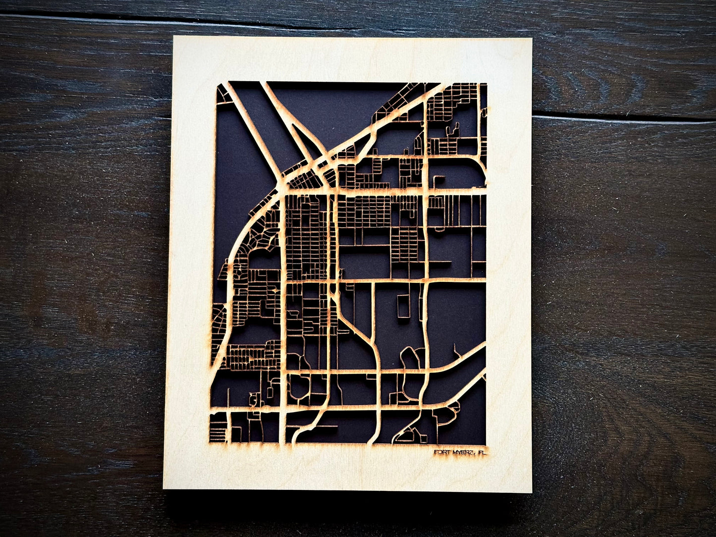 Fort Myers, FL City Street Map | Modern Wood Wall Art in a Minimalist design. 2 sizes