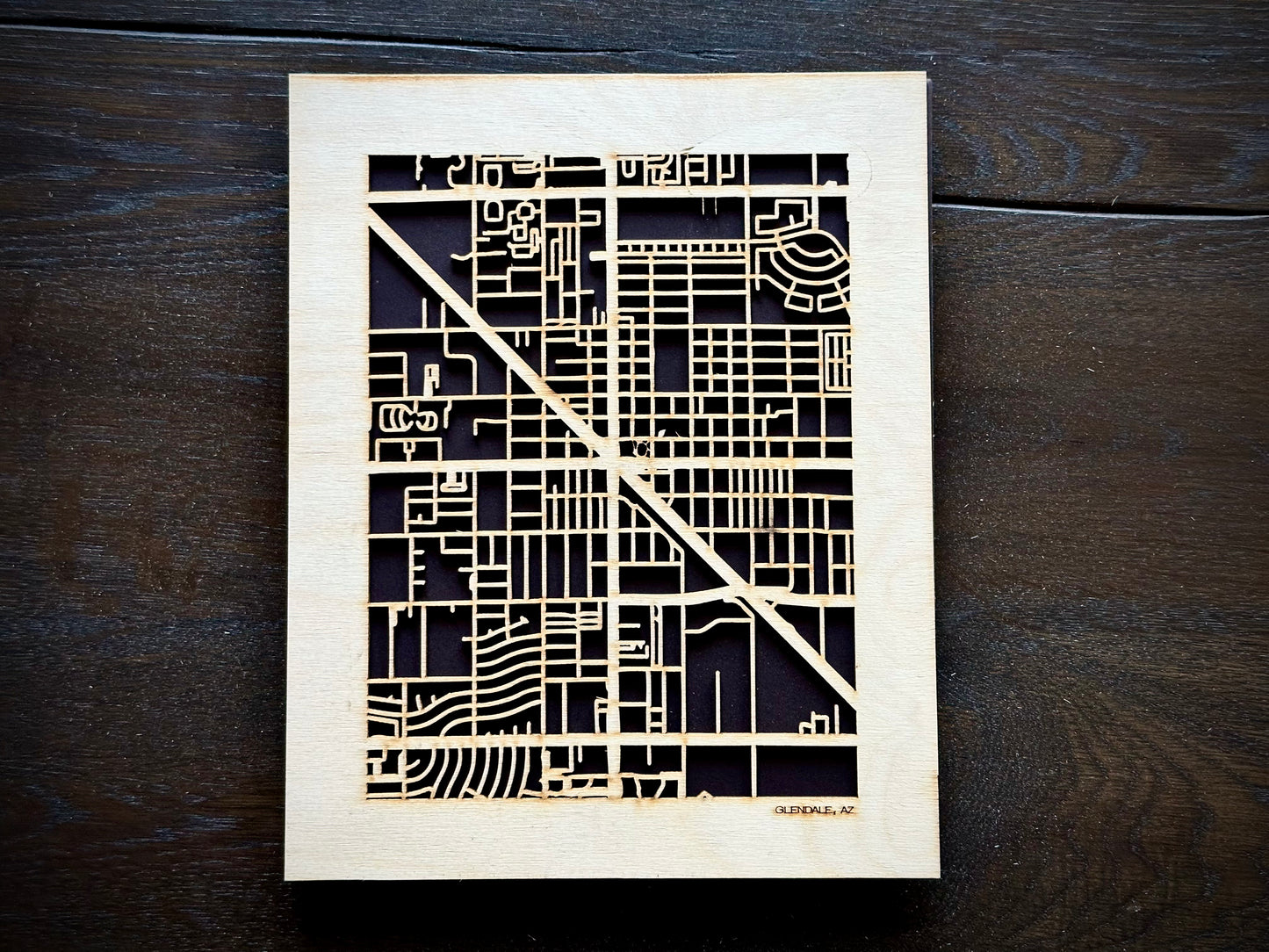 Glendale, AZ City Street Map | Modern Wood Wall Art in a Minimalist design. 2 sizes
