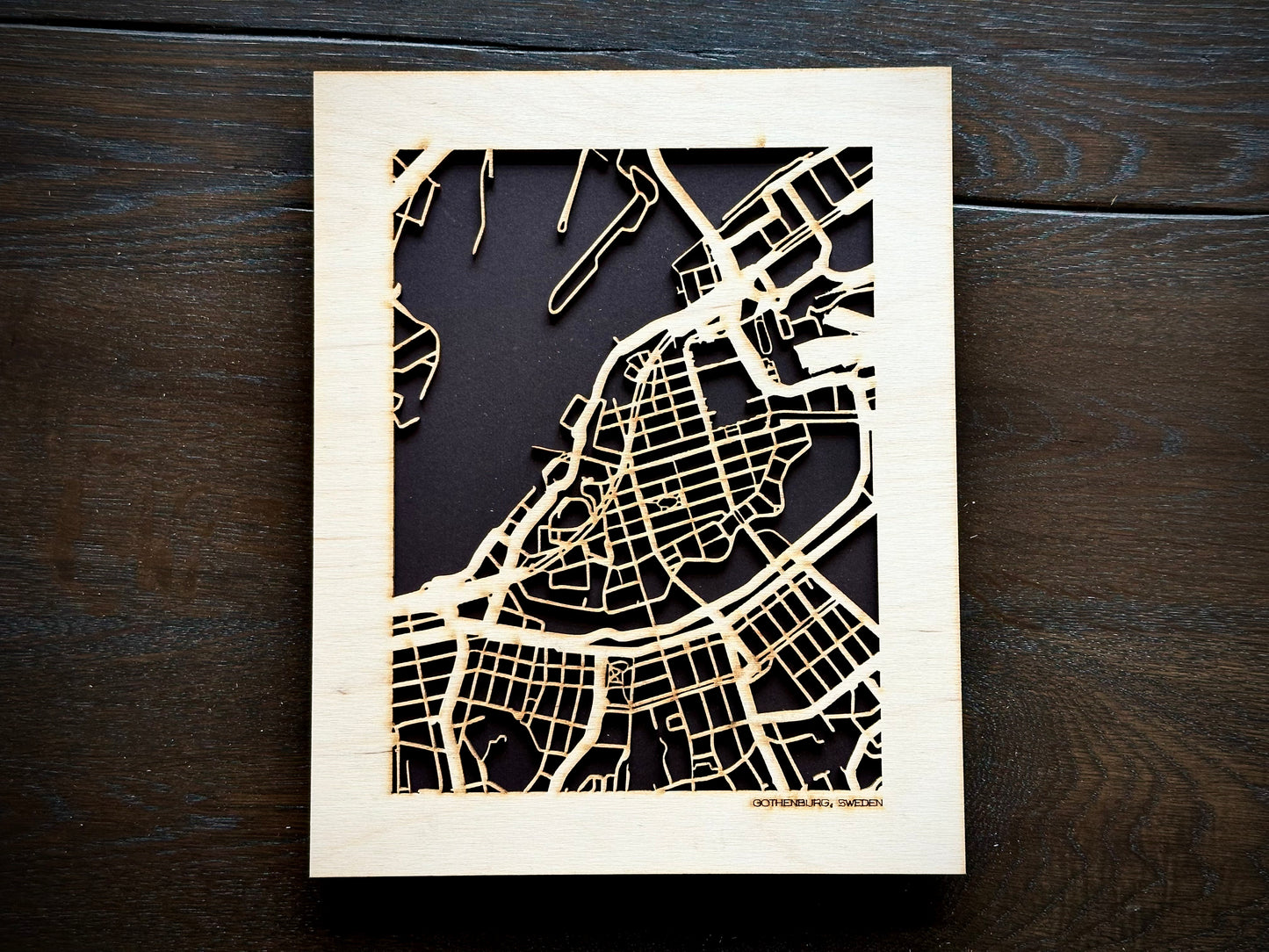 Gothenburg, Sweden City Street Map | Modern Wood Wall Art in a Minimalist design. 2 sizes