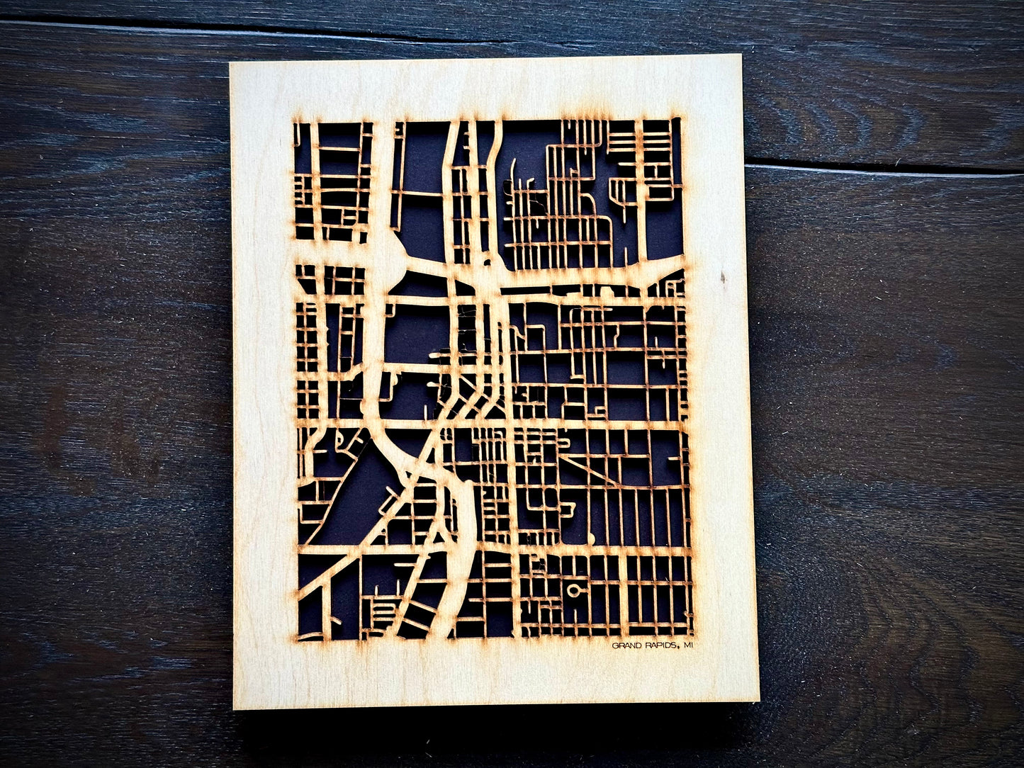 Grand Rapids, MI City Street Map | Modern Wood Wall Art in a Minimalist design. 2 sizes