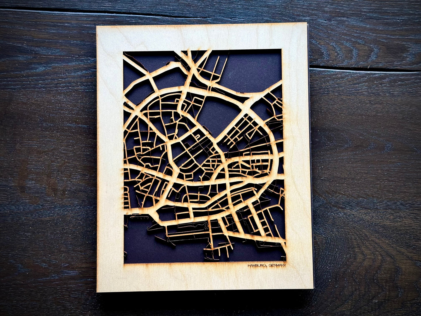 Hamburg, Germany City Street Map | Modern Wood Wall Art in a Minimalist design. 2 sizes