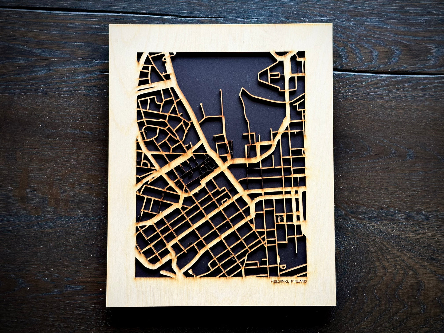 Helsinki, Finland City Street Map | Modern Wood Wall Art in a Minimalist design. 2 sizes