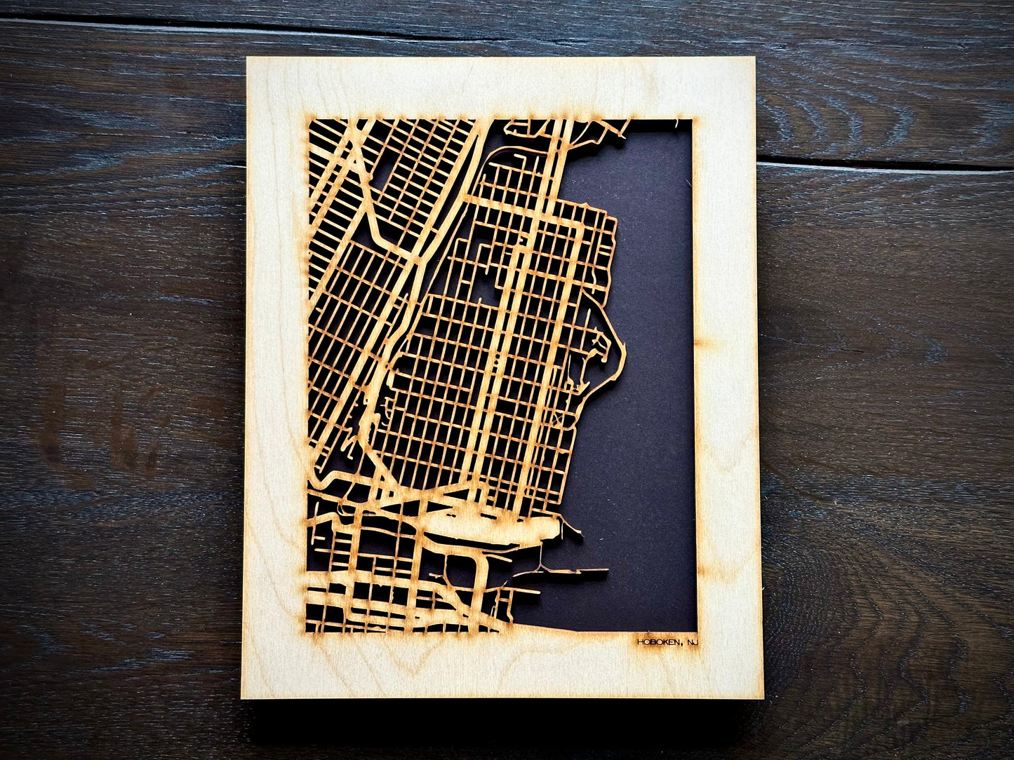 Hoboken, NJ City Street Map | Modern Wood Wall Art in a Minimalist design. 2 sizes