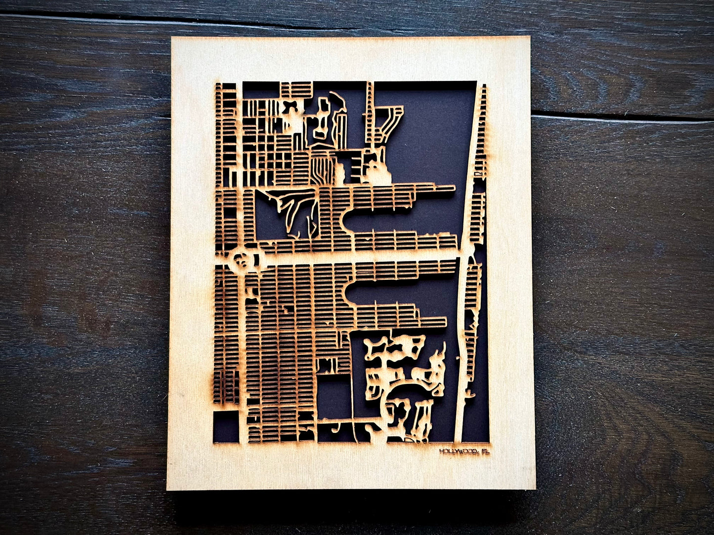 Hollywood, FL City Street Map | Modern Wood Wall Art in a Minimalist design. 2 sizes