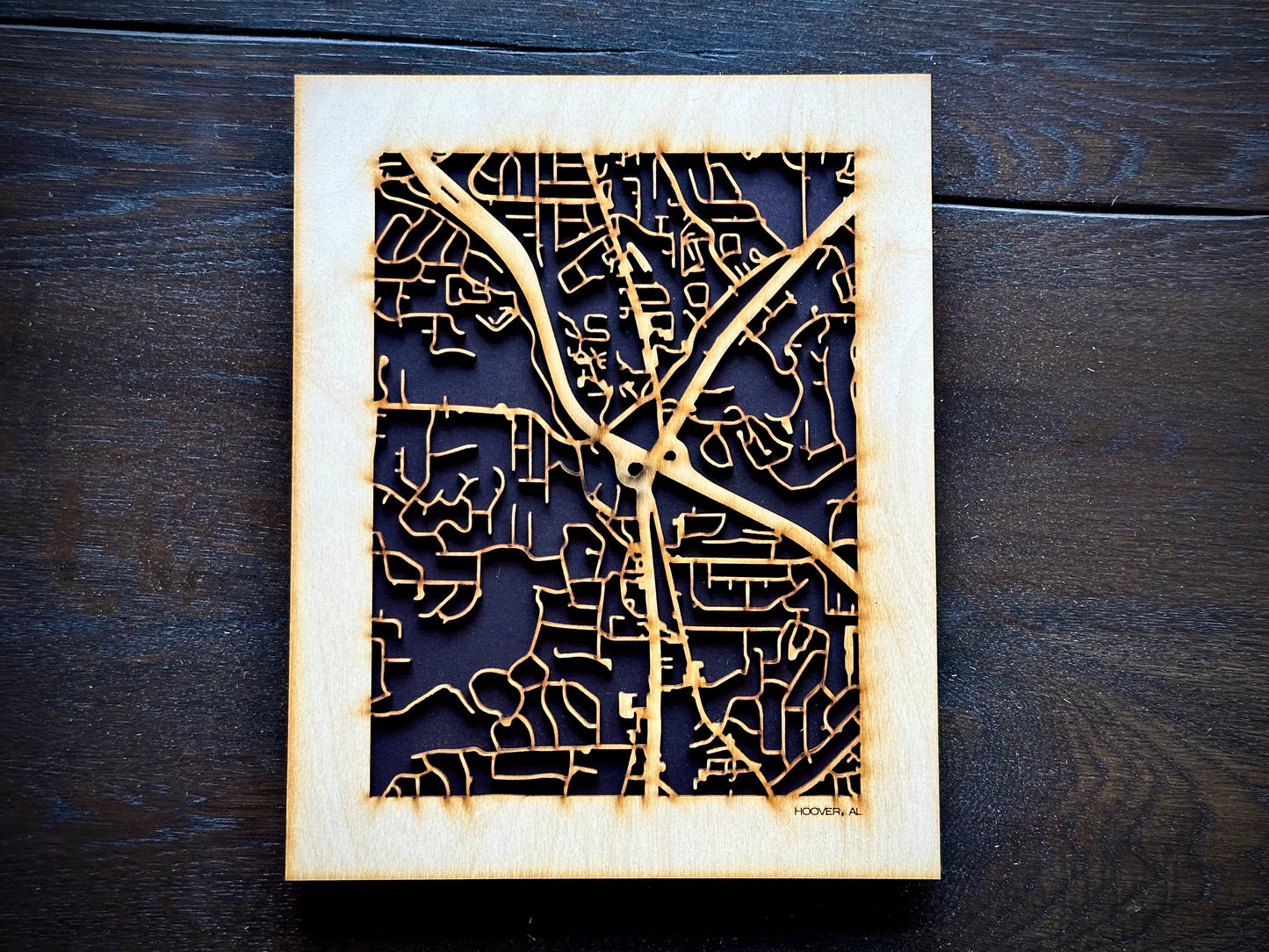 Hoover, AL City Street Map | Modern Wood Wall Art in a Minimalist design. 2 sizes