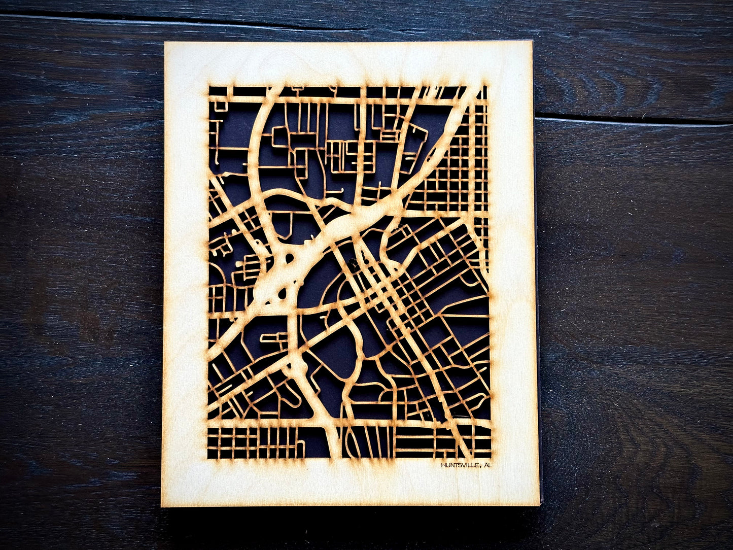 Huntsville, AL City Street Map | Modern Wood Wall Art in a Minimalist design. 2 sizes