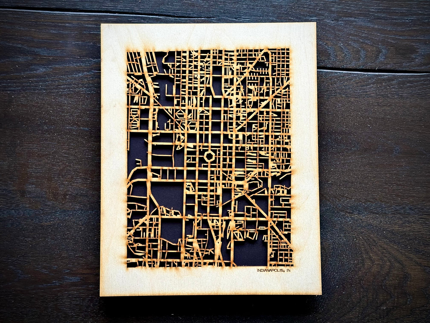 Indianapolis, IN City Street Map | Modern Wood Wall Art in a Minimalist design. 3 sizes