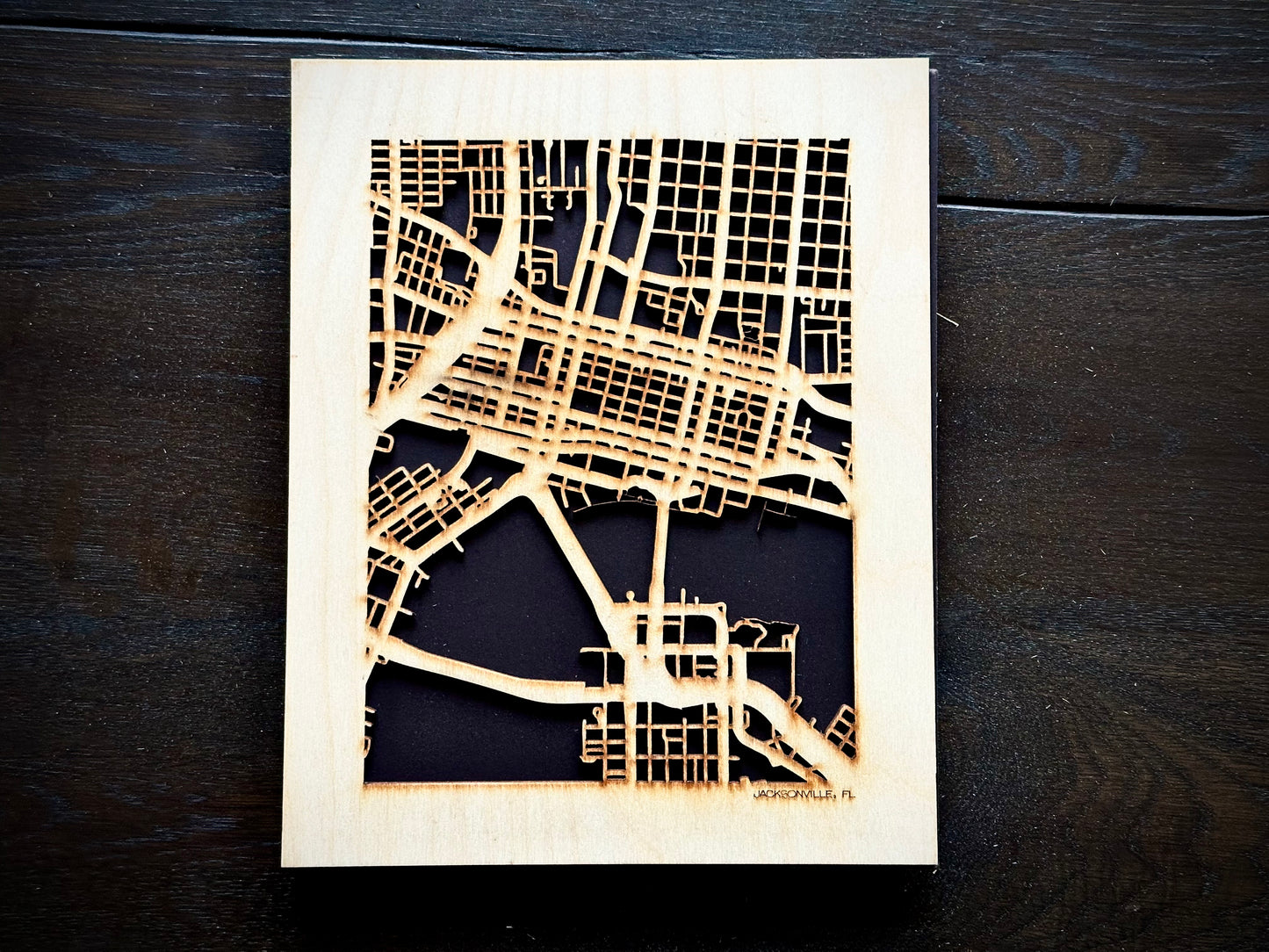 Jacksonville, FL City Street Map | Modern Wood Wall Art in a Minimalist design. 2 sizes