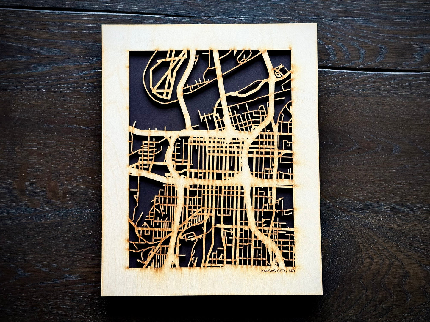 Kansas City, MO City Street Map | Modern Wood Wall Art in a Minimalist design. 3 sizes (Copy)