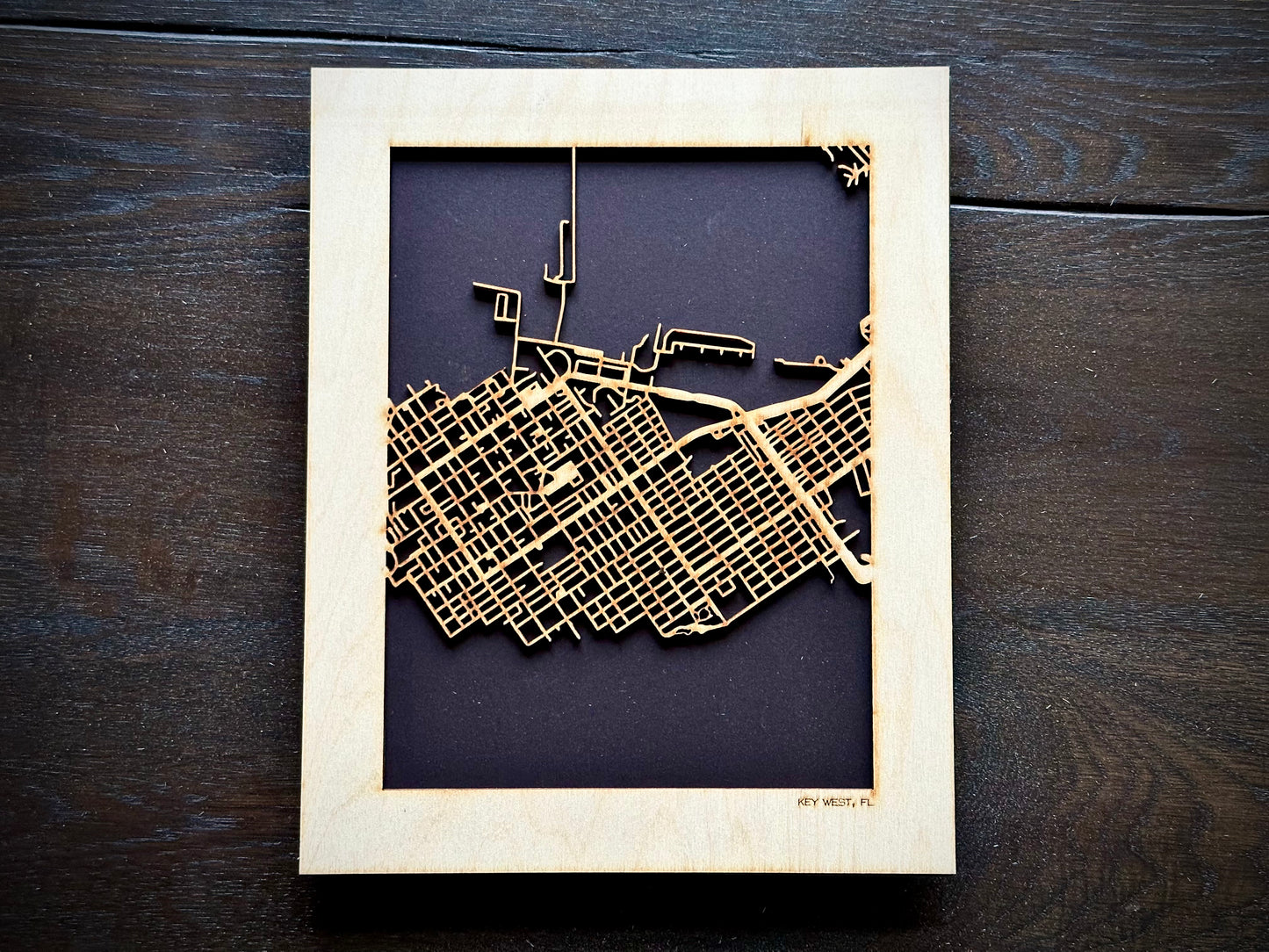 Key West, FL City Street Map | Modern Wood Wall Art in a Minimalist design. 2 sizes