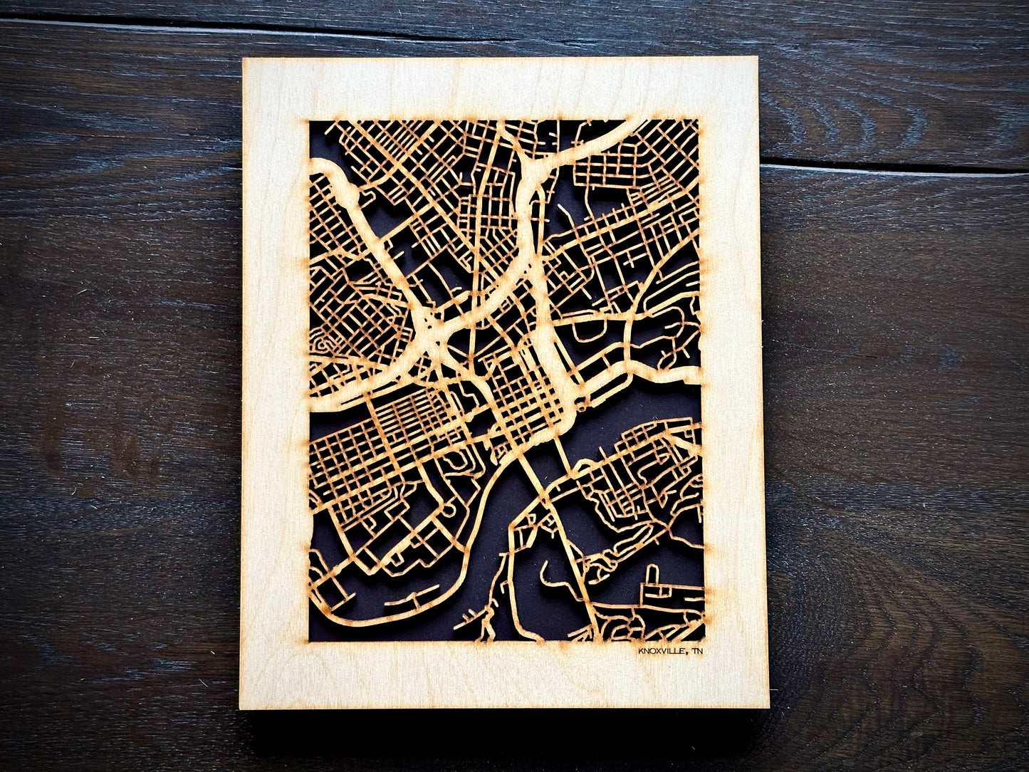 Knoxville, TN City Street Map | Modern Wood Wall Art in a Minimalist design. 3 sizes