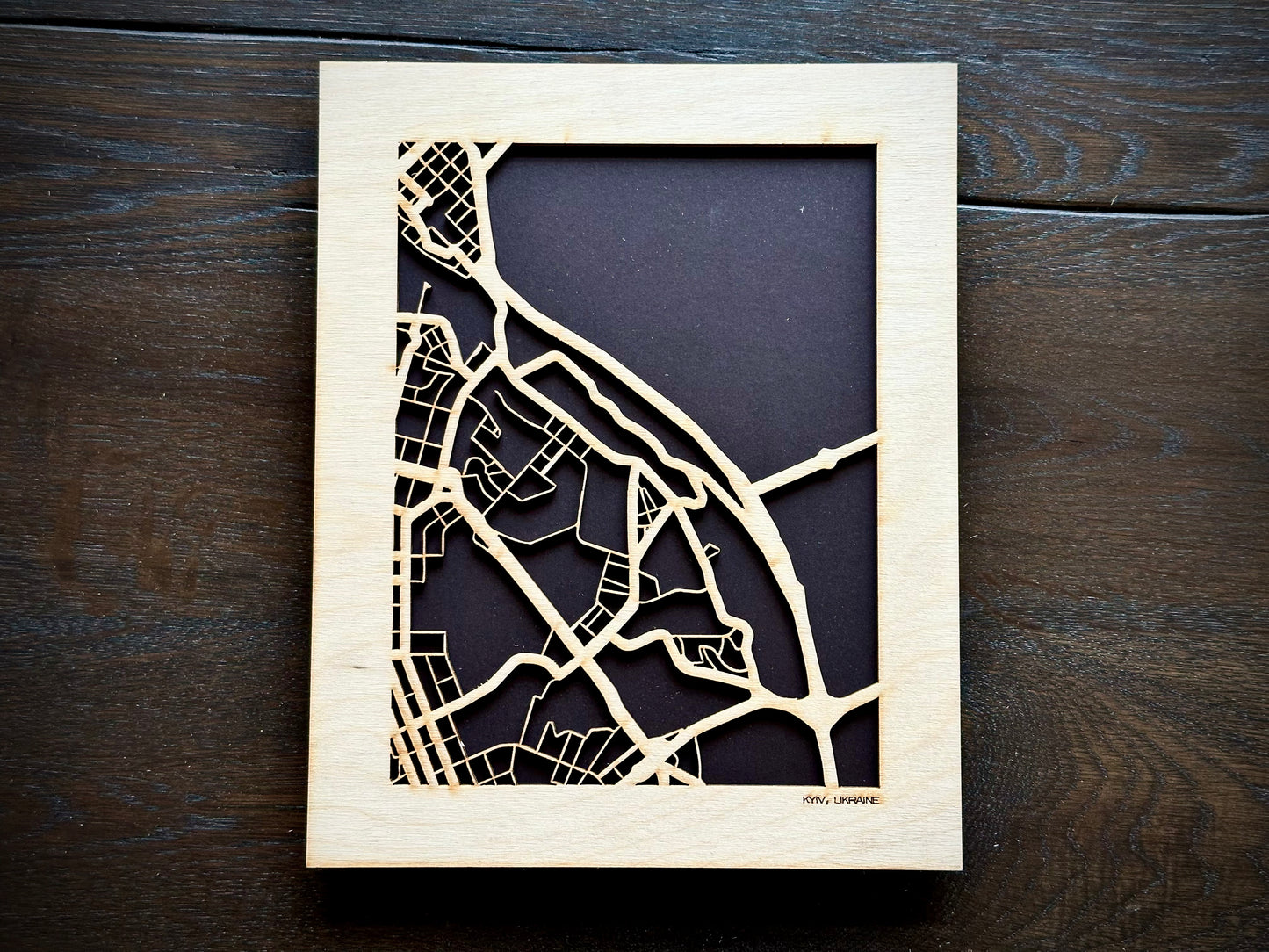 Kyiv, Ukraine City Street Map | Modern Wood Wall Art in a Minimalist design. 2 sizes