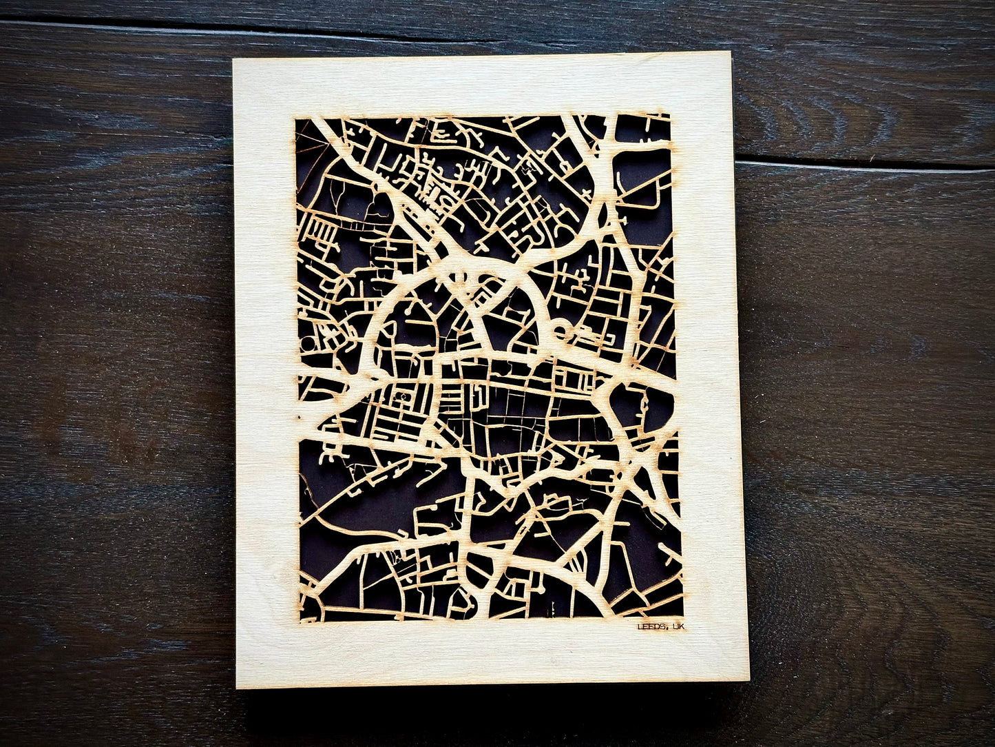 Leeds, UK City Street Map | Modern Wood Wall Art in a Minimalist design. 2 sizes
